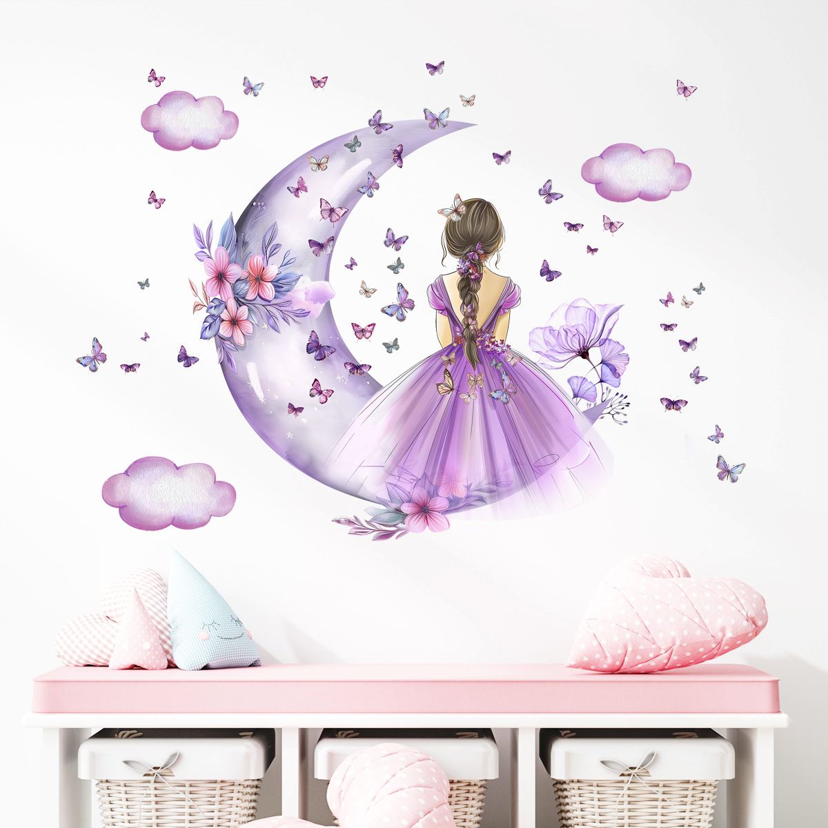 Décoration Murale - PrincesseSticker™ - Lune Mauve - Bebe Biscotte