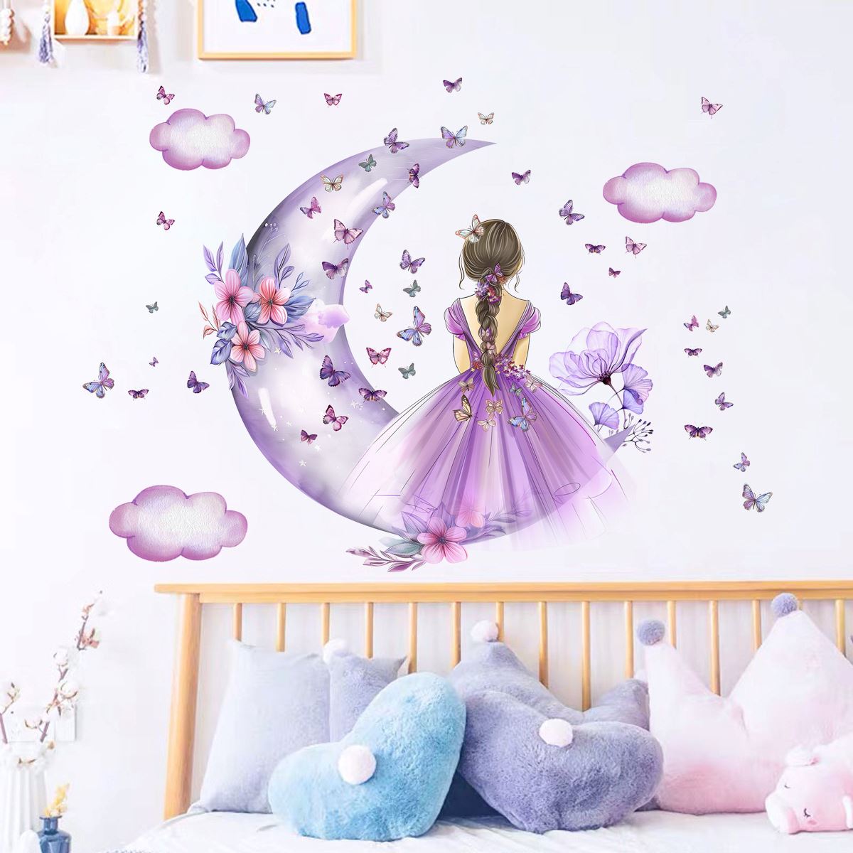 Décoration Murale - PrincesseSticker™ - Lune Mauve - Bebe Biscotte