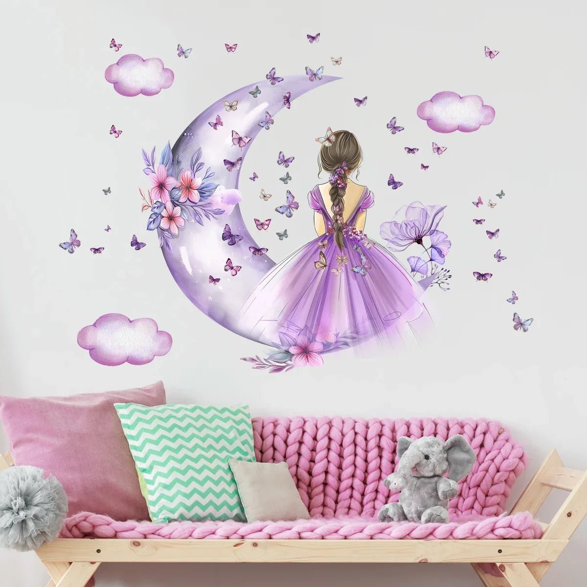 Décoration Murale - PrincesseSticker™ - Lune Mauve - Bebe Biscotte