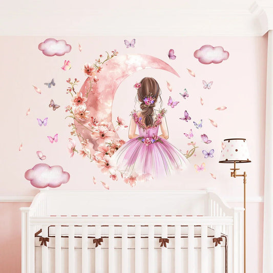 Décoration Murale - PrincesseSticker™ - Lune Rose - Bebe Biscotte