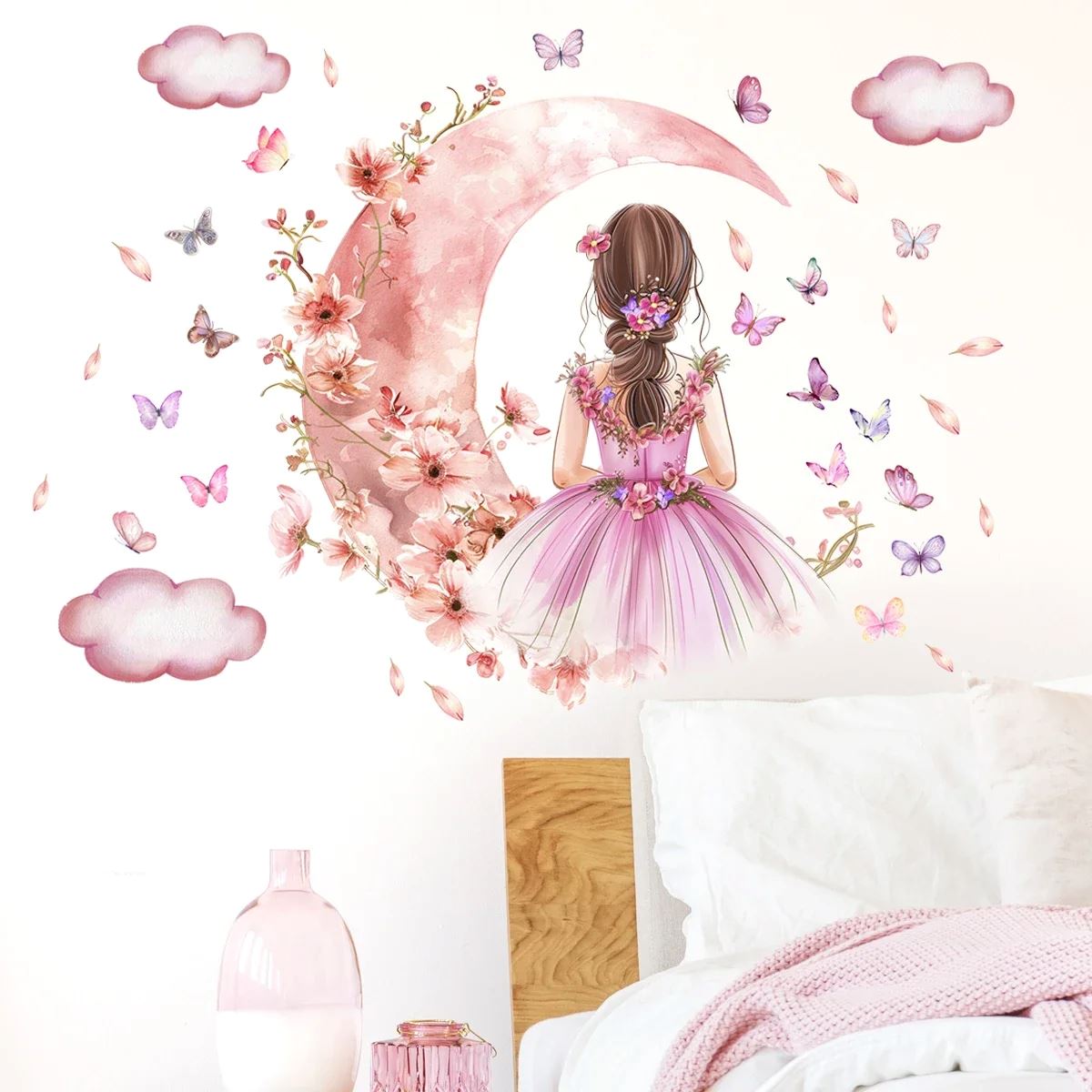 Décoration Murale - PrincesseSticker™ - Lune Rose - Bebe Biscotte