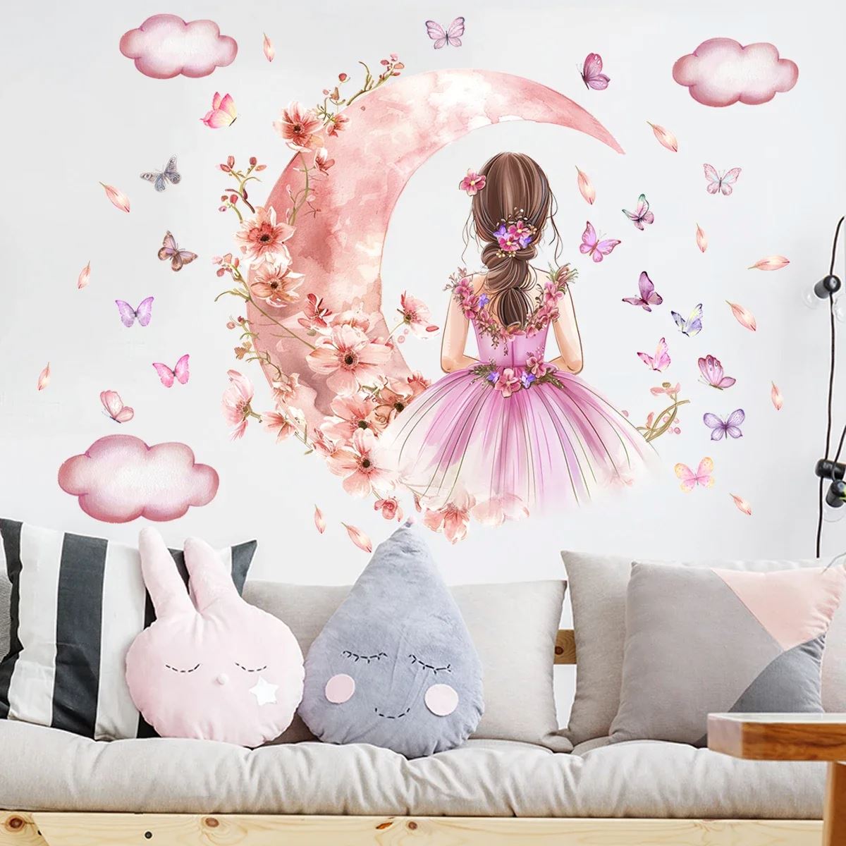 Décoration Murale - PrincesseSticker™ - Lune Rose - Bebe Biscotte