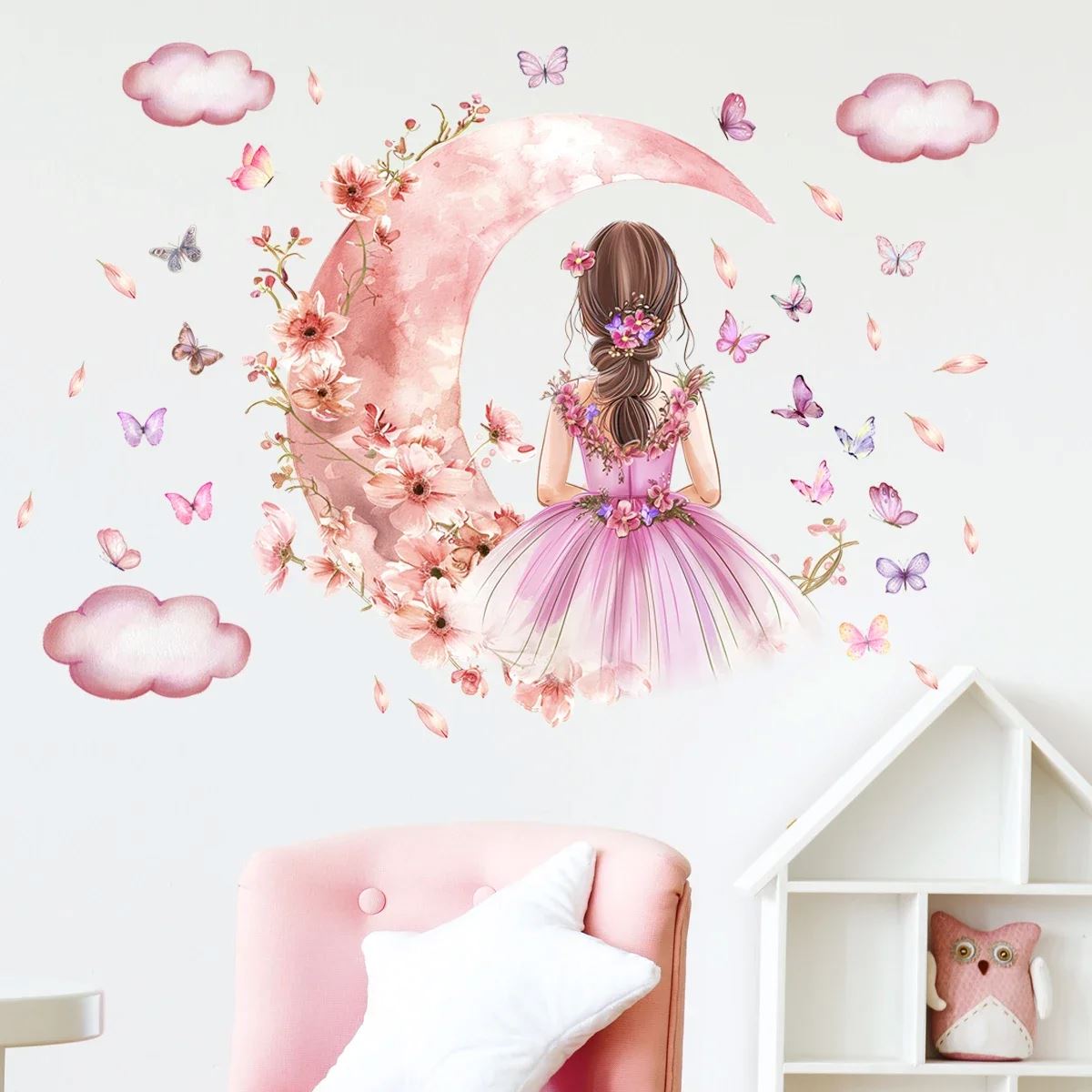 Décoration Murale - PrincesseSticker™ - Lune Rose - Bebe Biscotte